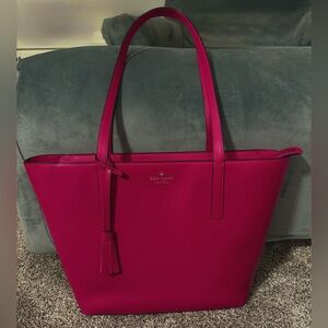 Kate Spade Large Emilia Tote in Magenta Smooth Leather